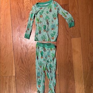 Little Sleepies Green Plant Print Kids Pajama Set